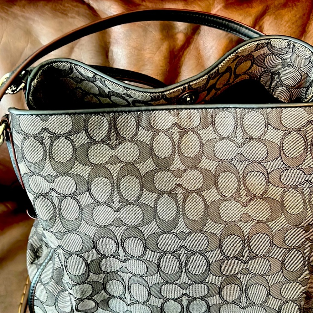 Coach black and gray Edie shoulder bag